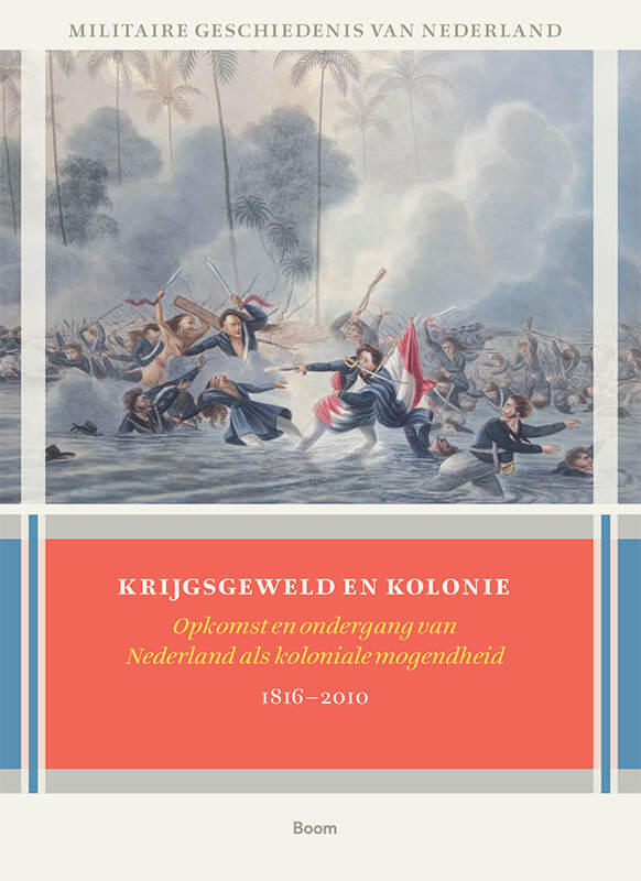 Boekomslag is opgedeeld in twee vakken, het onderste vak bevat de titel en auteurs op een rode achtergrond, het bovenste vak is een gekleurde prent van de Pattimura-opstand. Te zien zijn Molukse strijders in blauwe mantels, met lange haren en met zwaarden in gevecht met Nederlandse militairen met geweren en pistolen, een heeft een Nederlandse vlag vast. Ze staan tot hun knieën in water. Op de voorgrond vluchten twee Nederlanders weg.